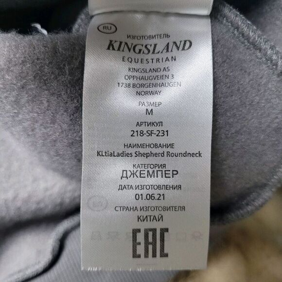 Kingsland Sweatshirt Womens Medium Gray Tia Shepherd Equestrian AW21 - Picture 7 of 7